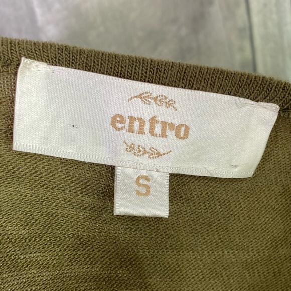 ENTRO Army Green Crochet Lace Dress Size Small - Picture 5 of 9